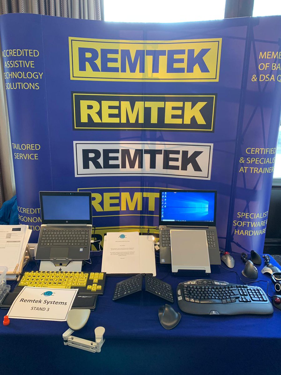 Remteksystems's tweet photo. We're excited to be at the #ATEConference in Coventry today!

Pop along to stand 3 to find out about our latest ergonomic and assistive technology solutions and support packages!

#AssistiveTech #ATEC19 #A11Y #dsa #events #studentfinance https://t.co/NLdL4QCG9E