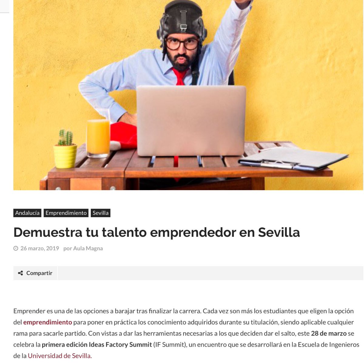sombradoble's tweet photo. Éxito en @ETSIngenieria de #IdeasFactorySummit, el evento de emprendimiento q reune lo mejor del talento universitario andaluz y recoge la larga trayectoria d @ideasfactory_es
El salto emprendedor con apoyo de entidades, empresas y universidades
@AulaMagna
https://t.co/7lxwVGeZIX https://t.co/yDR7AYy1Gg
