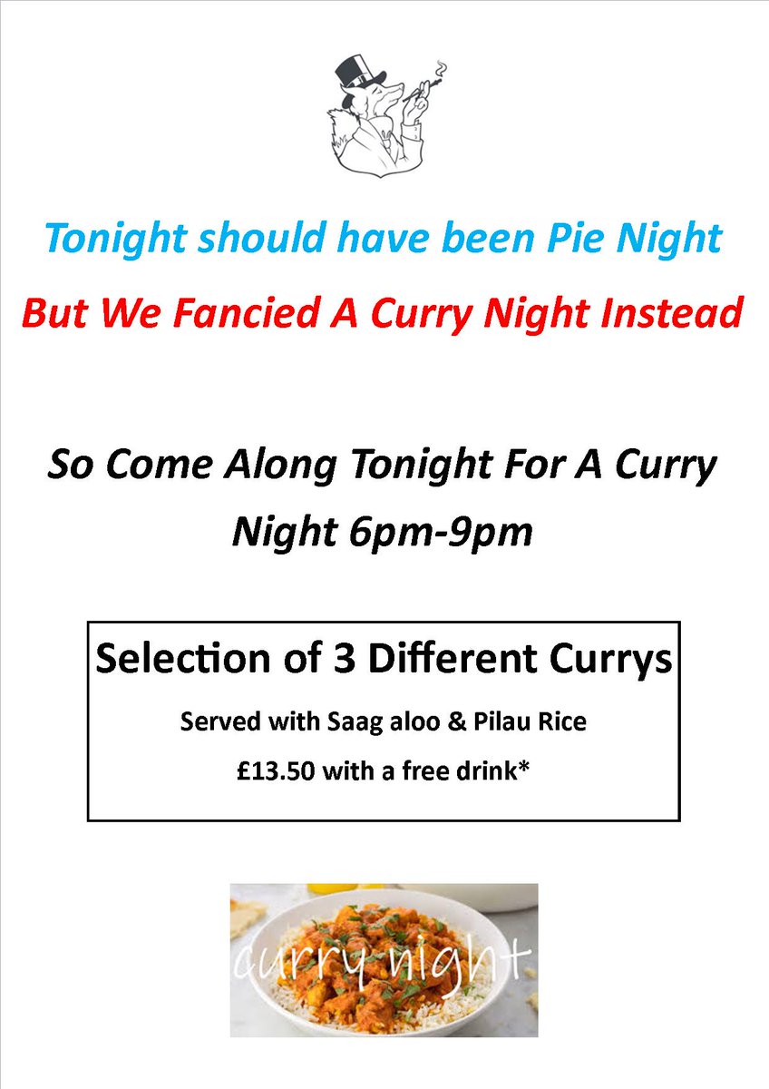 Tonight is Normally Pie Night But We Are Going To Have A Curry Night Tonight Instead
