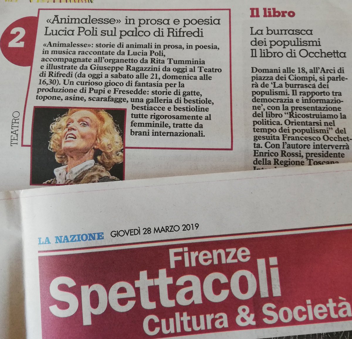 TeatrodiRifredi's tweet photo. Grazie a La @Nazione_Firenze>> 𝘈𝘕𝘐𝘔𝘈𝘓𝘌𝘚𝘚𝘌
𝘴𝘵𝘰𝘳𝘪𝘦 𝘥𝘪 𝘢𝘯𝘪𝘮𝘢𝘭𝘪 𝘪𝘯 𝘱𝘳𝘰𝘴𝘢, 𝘪𝘯 𝘱𝘰𝘦𝘴𝘪𝘢, 𝘪𝘯 𝘮𝘶𝘴𝘪𝘤𝘢 raccontate da Lucia Poli
Teatro Di Rifredi dal 28 al 31 marzo
biglietti>> https://t.co/Rg7pmryKtd
#inprogramma #stagione1819 #PASSTEATRI https://t.co/4louIxi5qx