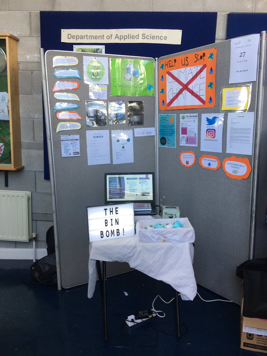 BombBin's tweet photo. Our stand for today 👌💙🌎 @LEOTipperary @StudentEntProg @climateshurtin @SEPTipperary @GavinDuffy @mbobusiness @NewportCollege @TipperaryETB @NCBusiness2018 #stopclimatechange #evnviormentallyfriendly #soexcited https://t.co/KVgjKyikRQ