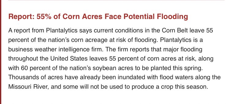 #Maíz #USA complicada situación del maíz en la principal zona productiva de Estados Unidos. Factor clave a monitorear para que el maíz en Argentina siga expandiéndose. #campo