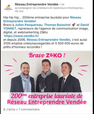 Une grande fierté, une belle reconnaissance et un formidable soutien pour le développement de l'agence Z&amp;Ko. Merci @RsoVendee . 🙏#laureat  #entreprendre #vendee