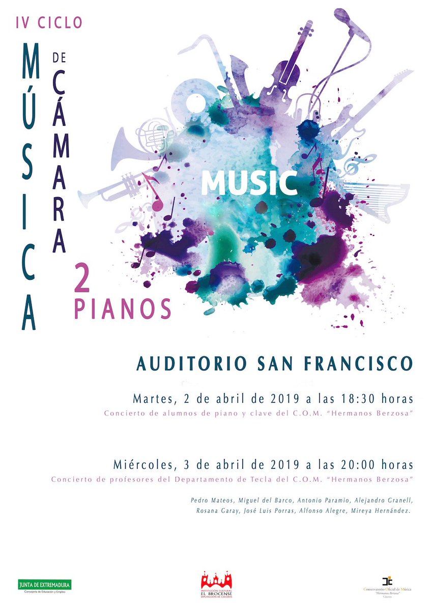 ConserMusicaCC's tweet photo. IV Ciclo de música de cámara a 2 pianos. 2 y 3 de abril de 2019 en el Auditorio San Francisco. ¡¡¡Te esperamos!!! Más información en nuestra web:
https://t.co/td3XDRalfr https://t.co/D0vyyz85Ly