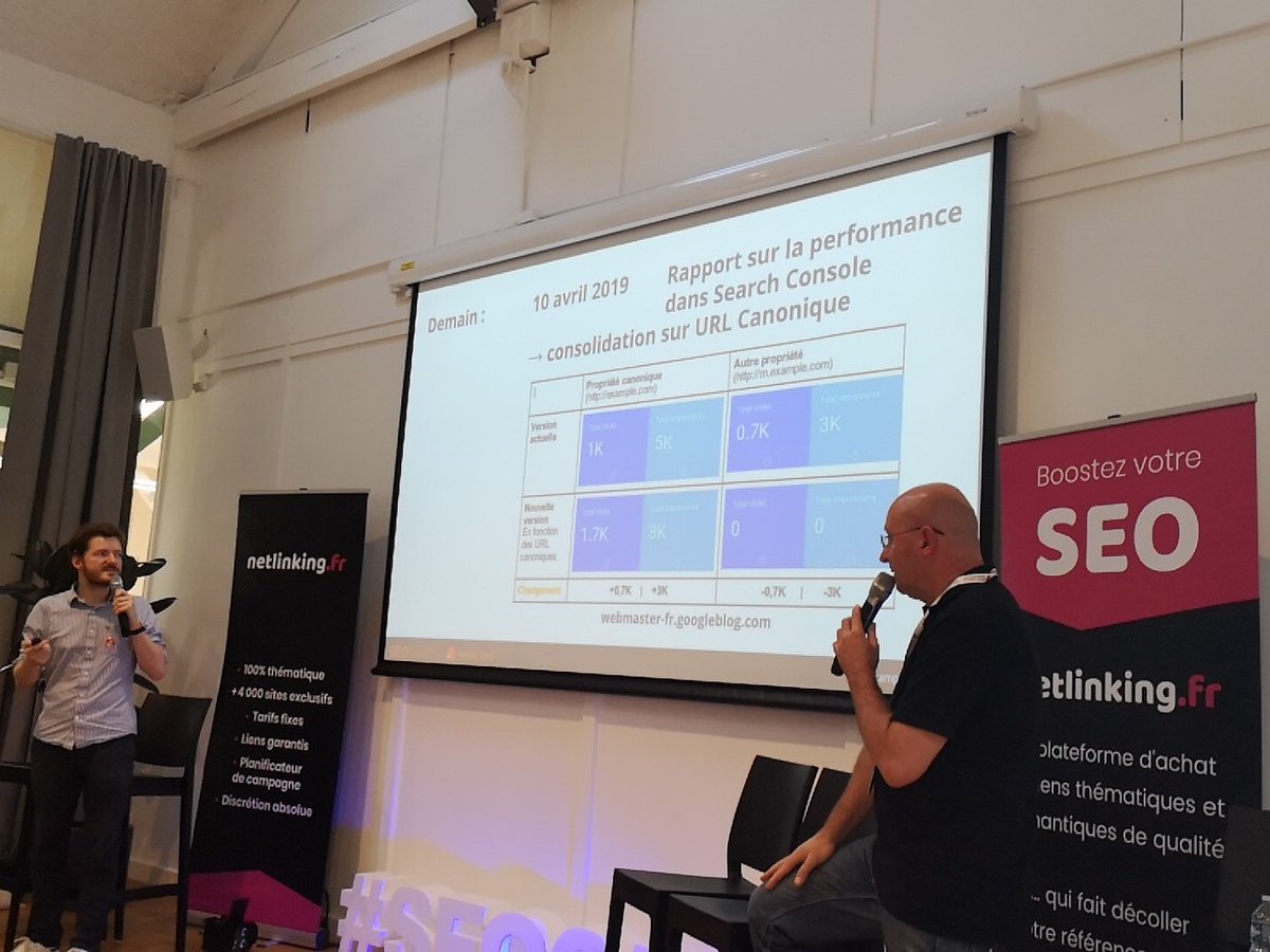S4sight's tweet photo. Le rapport sur la performance se basera dorénavant sur les Urls canonique #SEOCAMP #googlefr
With .@VincentCourson et.@abondance_com https://t.co/5xxWIlvYJ7