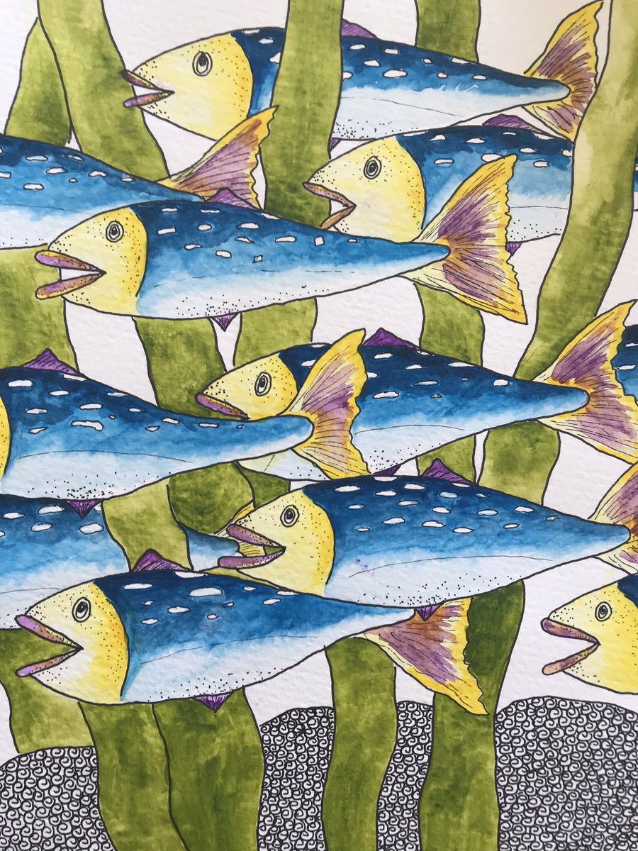 It’s all about this #fish this morning 🐟🐟🐟 #shoal #fish #painting #watercolourpaintings #watercolour #handmadeuk #coastalart #coast #sea #sealife #aquarium #fishing #originalart #original #lovethesea #art #watercolourpaint #watercolourart #artist #ocean