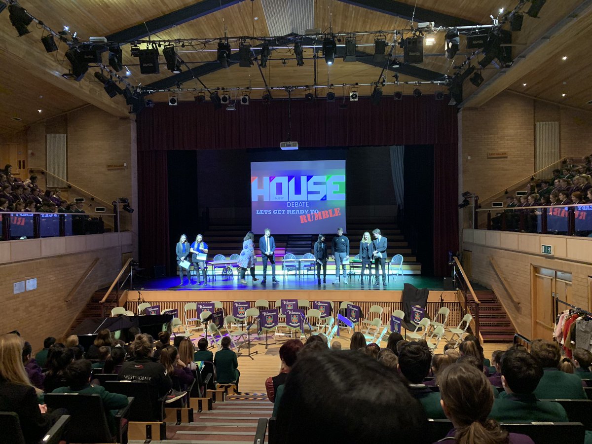WestholmeSF's tweet photo. An excellent assembly led by our House Captains and Heads of House on the importance of participation. Their mock debate adds fire to the final rounds of House debating at lunchtime today and tomorrow. Which house will be victorious? #HouseDebating #SixthFormHouseCaptains https://t.co/UutFBGre1V