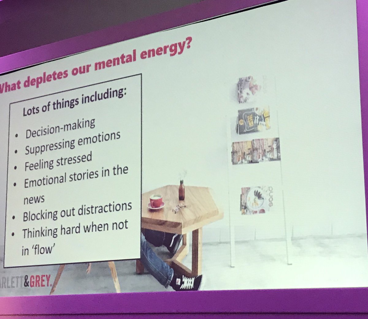 GilesOHalloran's tweet photo. Asking people if they’re stressed is not enough - they may not feel it but adrenaline tests prove they are -a perceived uncontrollable environment is stressful - we need to consider what depletes our mental energy - great pointers by @Hilary_Scarlett  #CIPDHRBP @CIPD_Events #HR https://t.co/tvlB50gmXq
