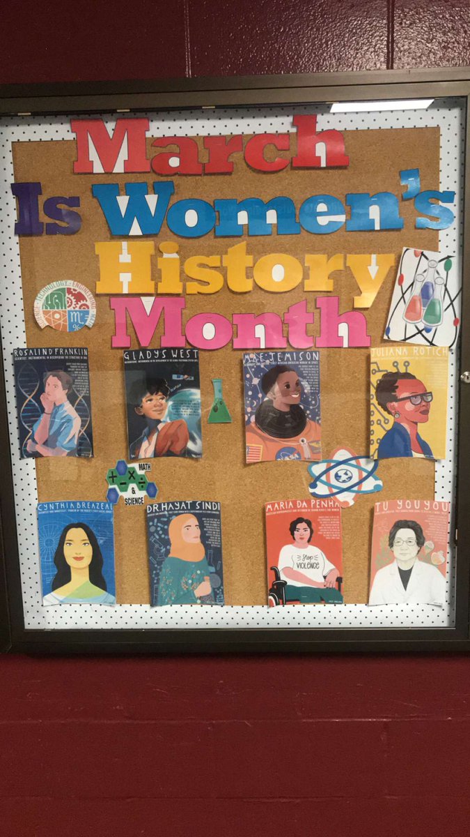 BVinson07's tweet photo. Our @Wunderlichlib library assistant is super awesome and creative!! Check out the bulletin board she created to honor the "Wunder Women" of @WunderlichKISD and other historical women in recognition of Women's History Month! Thanks, Mrs. P!!! https://t.co/hw7zORM96G