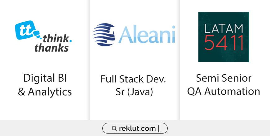 #BusquedaLaboral #Empleos #OportunidadLaboral #BusquedasIT
Desde Reklut nos especializamos en Empleos IT + Digital.
Digital BI &amp; Analytics: bit.ly/2VhlVnB
Full Stack Dev. Sr (Java): bit.ly/2AM5nLL
Semi Senior QA Automation: bit.ly/2GRBPku