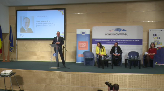 EC_AVService's tweet photo. 🎥Participation of Commissioner @TNavracsicsEU at the European Union Youth Conference in #Bucharest, Romania
Young people in dialogue with high level officials: https://t.co/urBgRQk8BZ
Press point: https://t.co/G47GSuXEbt
@euYOUTHconf @EuropeanYouthEU #EUYCBucharest https://t.co/3hvkfFx7kP