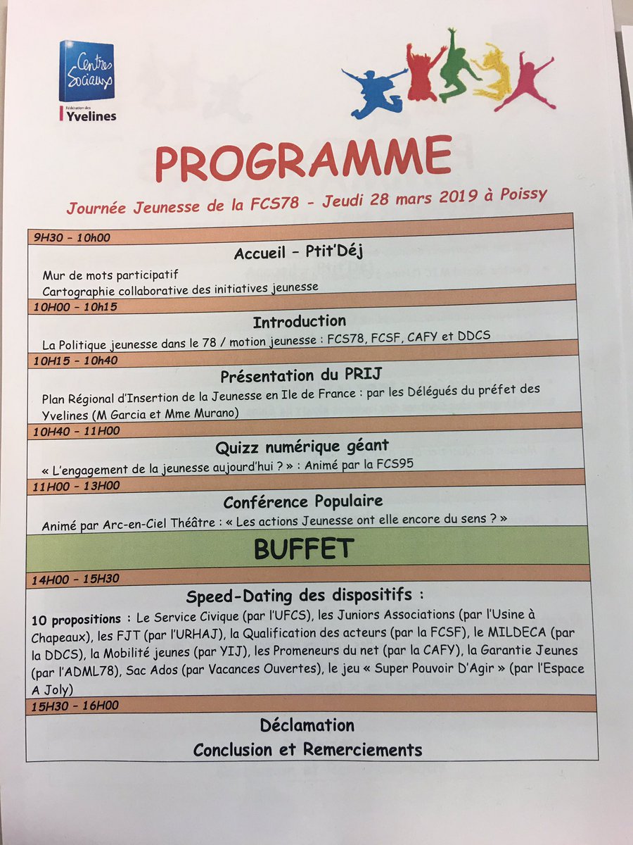 SPiganeau's tweet photo. à la journée JEUNESSE organisée par la #FCS78 #fédérationdescentressociauxdesYvelines dispositif PRIJ en @iledefrance @Prefet78 @CAFYmedia #servicecivique #juniorsassociations @MILDECAgouv @PromeneursNet16 #GarantieJeunes Maisons de quartier de @Versailles @FD78 https://t.co/vnUra0YcM8