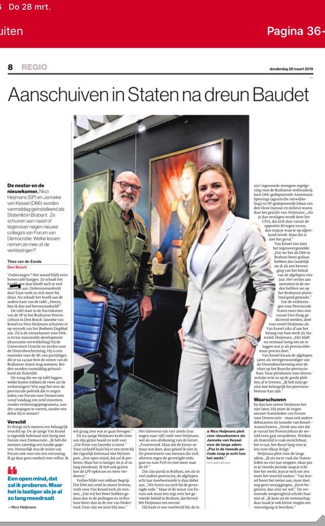 Vandaag <a href="/JAMvanKessel/">Janneke van Kessel</a> in het Brabants Dagblad over haar  installatie in de Provinciale Staten 💪
