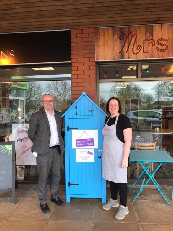 HarrogateFest's tweet photo. Congratulations to @MrsSmithsCafe for winning @HgateAdvertiser Cafe of the Year - we're delighted to have them as the newest host of one of our #MiniLibraries! Why not pop down for a book and a brew? #ReaditLoveitSwapit https://t.co/uC2WxPVNhd