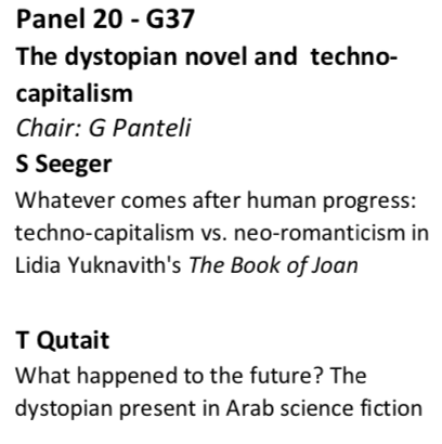 TasnimQ's tweet photo. Speaking tomorrow @MemoriesFutur on Arab futures and present dystopias. There is so much happening at this conference! Looking forward to listening, learning and discussing. https://t.co/5WbM51OKix