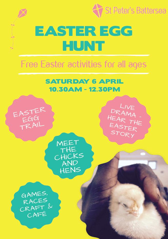 spbattersea's tweet photo. Check out what's happening at St Peter's this Easter - starting with our Easter Egg Hunt next Saturday (6th April)... https://t.co/dhQqQDHKab