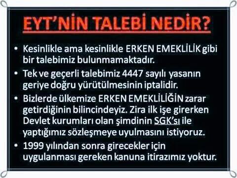 Sn CB <a href="/RT_Erdogan/">rt_erdogan</a> Bizde gençtik ürettik vergimizi verdik pirimimizi ödedik 8 sat değil 12 saat çalıştık vardiya demedik ömrümüzü tükettik...
Sistemi sorgulamıyoruz
İşe girdiğimiz şartlarda emekliliğimizi istiyoruz.

#EmeklilikteYaşaTakılanlar
#ErdoğanGençlerle