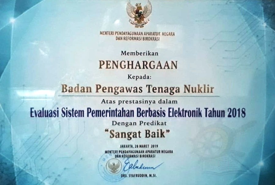 2. Penghargaan ini diserahkan langsung oleh  Wakil Presiden, Jusuf Kalla tadi pagi, Kamis (28/3) di Jakarta.

#bapeten
#penghargaan
#sistempemerintahanberbasiselektronik
#spbe
#katagorilpnk
#2018