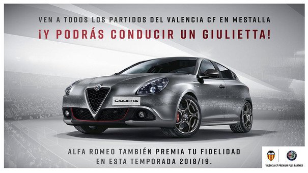 valenciacf_vale's tweet photo. 🚘🦇 Abonat/ada, un @AlfaRomeo_és Giulietta pot ser teu per assistir al 💯per 💯 dels partits a #Mestalla 🏟️
Vine a TOTS els partits i ENTRA en el sorteig! 😱🤩
Continuem premiant la teua fidelitat #AlfaVCF https://t.co/Oewzw9q08C