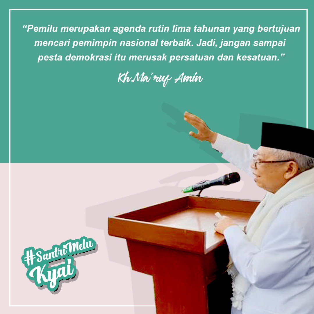 BagusMulyadi10's tweet photo. Jangan sampai kontestasi ini merusak persatuan kita..
#SantriMeluKyai @Kiyai_MarufAmin https://t.co/CCvLfOJGar
