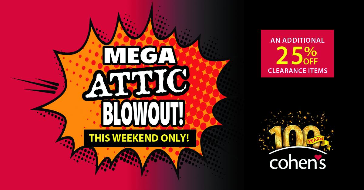 CohensHome's tweet photo. MEGA Attic Blowout Sale starts 9AM tomorrow morning! SAVE an additional 25% OFF Clearance Attic Prices !! #stjohns #shoplocalnl #furnituresales #clearancesale #amazingdeals #cohens https://t.co/HGhIjKxBW8