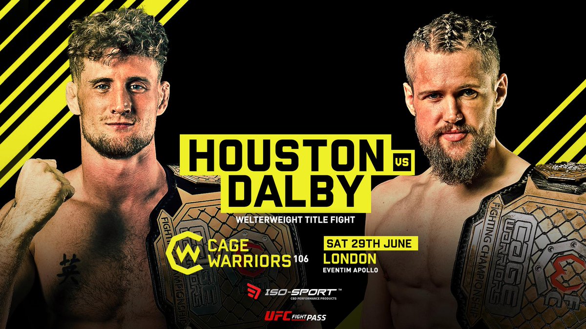 CageWarriors's tweet image. WELTERWEIGHT WAR 🔥🔥 

Breaking news 🚨 @hitmanhouston90 and @dalbymma will fight to decide the true king of the welterweight division at #CW106: Night of Champions 🏆 

What. A. Card.