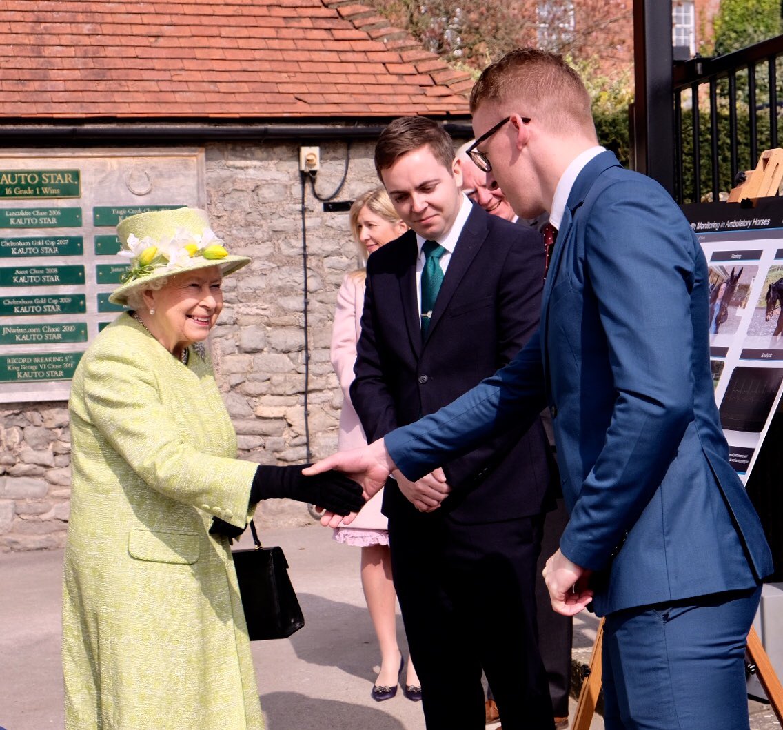 RoyalFamily's tweet photo. The Queen hears from representatives @UniofBath about the research projects they are leading on equestrian sport spinal injuries and racehorse welfare.

#RoyalVisitSomerset https://t.co/iQgWOTcPsT