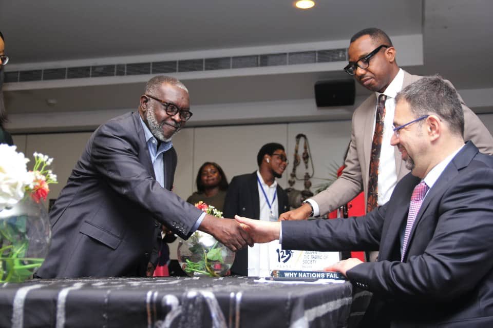 FirstBankngr's tweet photo. Renowned Professor of Economics at MIT, Boston, USA; Author of "Why Nations Fail"; and keynote speaker for the 125th Anniversary Lecture, Prof. Daron Acemoglu during the book signing session.
#FirstBankConversations
#WovenintotheFabricofSociety
#BeyondComparison
#FirstBankat125 https://t.co/emcWqfb1hK
