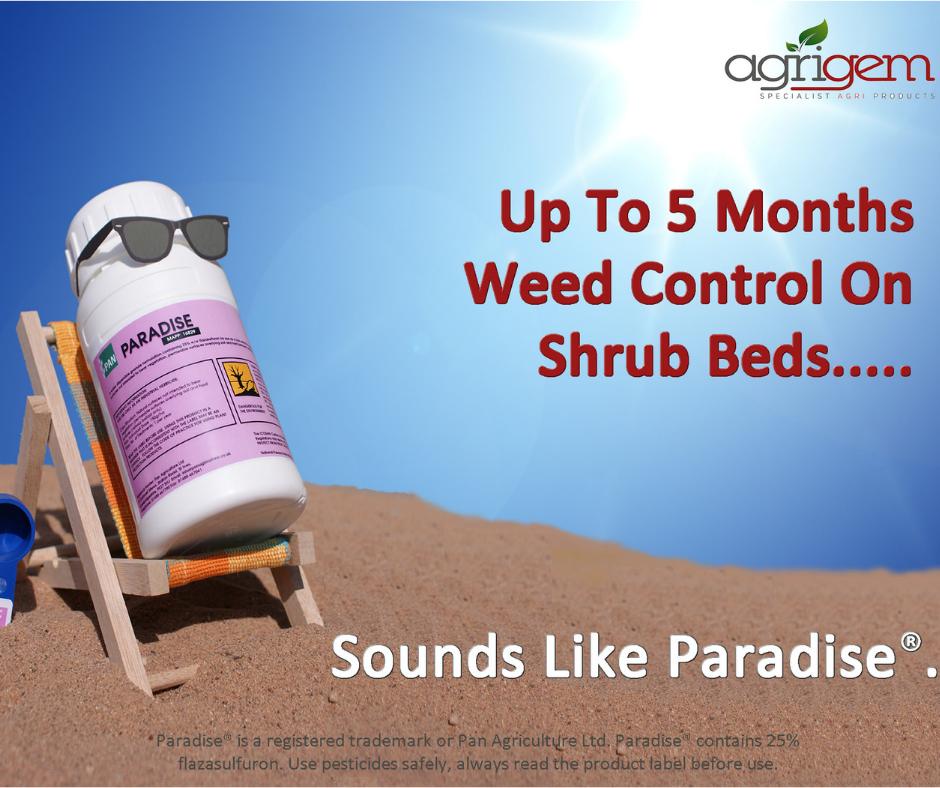 🌱🌱RESIDUAL HERBICIDES 🌱🌱
Keep weeds at bay throughout Spring and Summer...the time to apply is NOW!
#SoundsLikeParadise  

Just 50g coves 3,500m2 agrigem.co.uk/paradise-50g