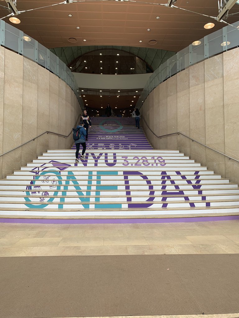 nyuoneday's tweet photo. Today is the day! Check out the stairs at Kimmel. https://t.co/Z7kkj7PR21