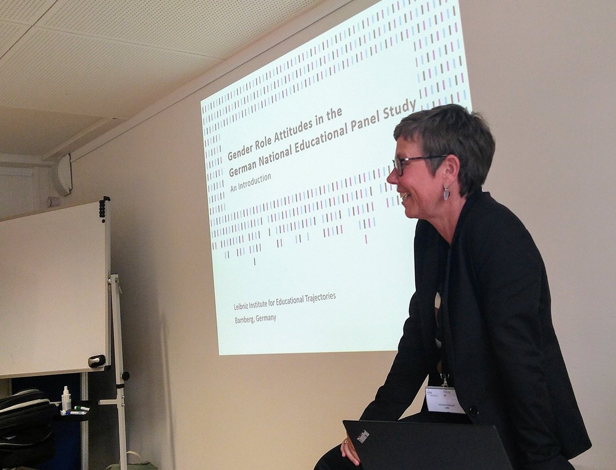 GuZoch's tweet photo. Measuring gender role attitudes in the National Educational Panel Study #NEPS @CorinnaKleinert presents an overview of the different measures in our starting cohorts #genderideologies #workshop #LIfBi @BAGSS5 https://t.co/Zn7M6tcv65