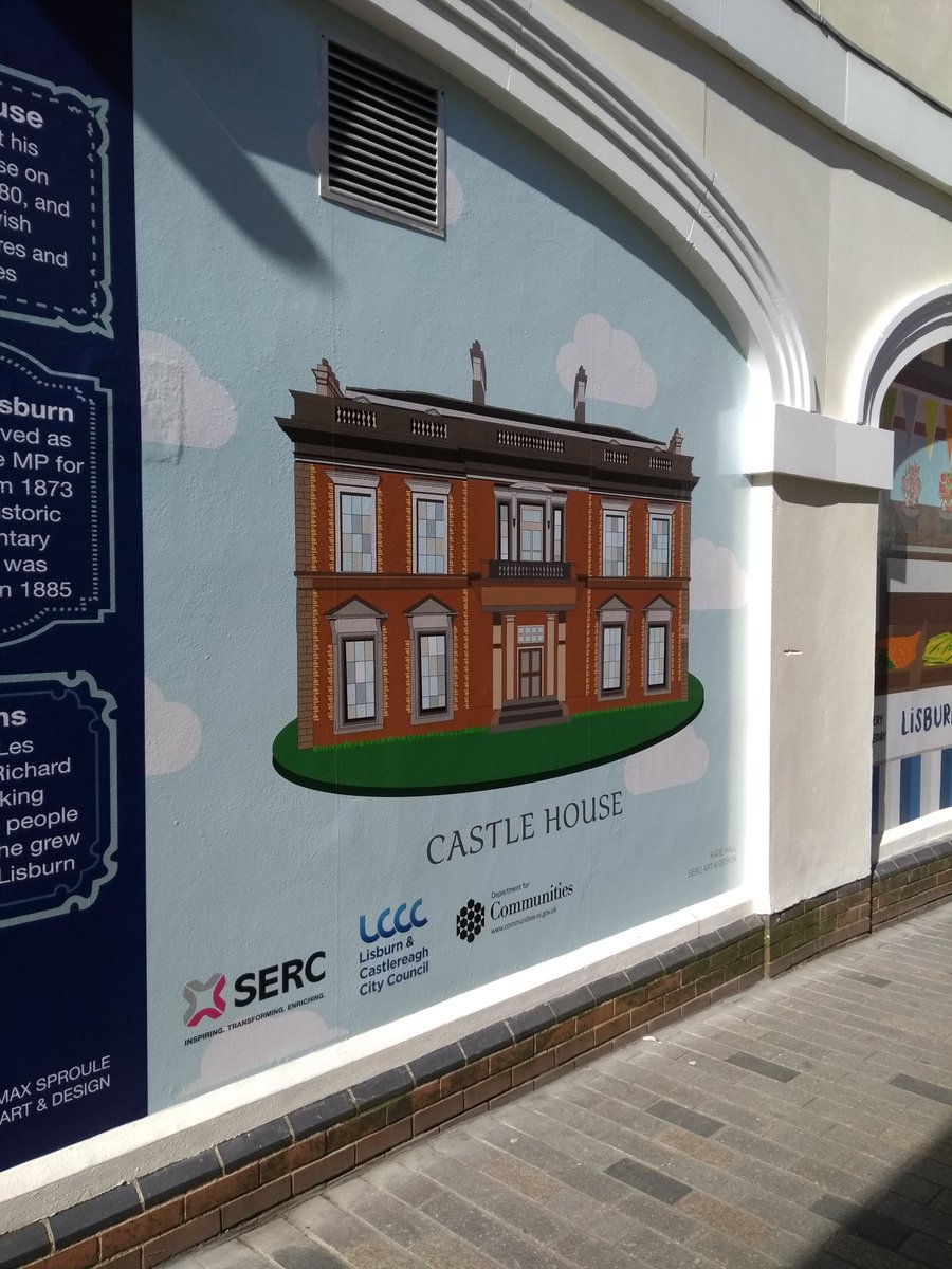 toalciaran's tweet photo. The new Castle House mural in Haslem's Lane, Lisburn. The house is a wonderful link to Sir Richard Wallace and should be cherished.
#RW200 https://t.co/4ciHt3zA87