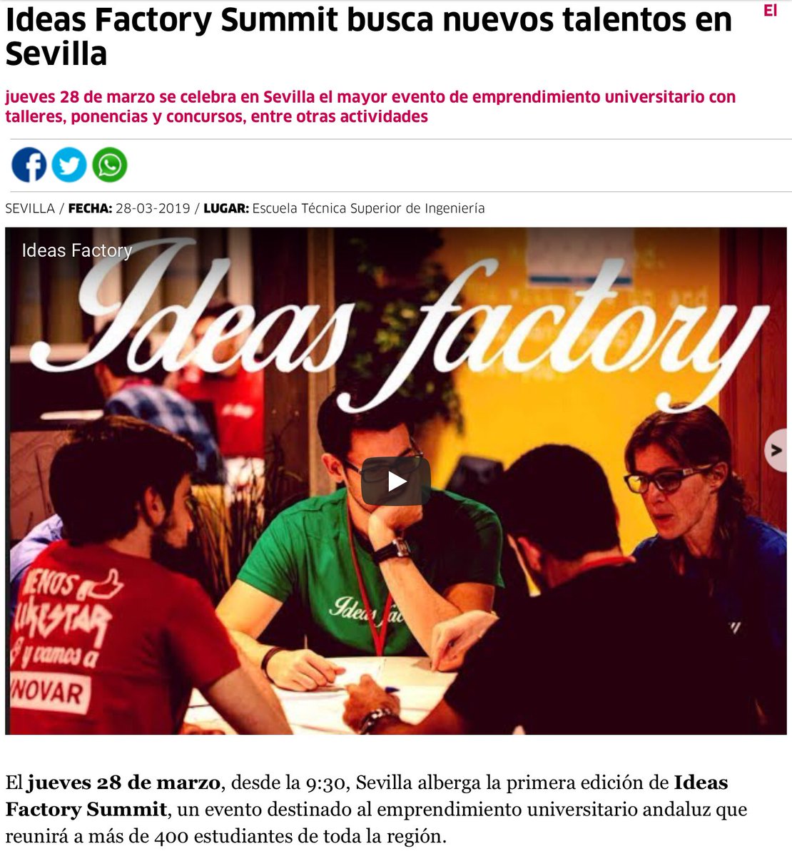 sombradoble's tweet photo. En #IdeasFactorySummit lo están “petando”‼️
Seguid la info con el HT #IFSummit19, el mayor evento de emprendimiento de Andalucía y q ya es TT en España 😉 @ideasfactory_es
En @unisevilla👇
https://t.co/HdylwPMUnJ
En @elCorreoWeb 👇
https://t.co/DvTAmd72xM
Fot. @trendinaliaES https://t.co/AxYiQ1mE4N