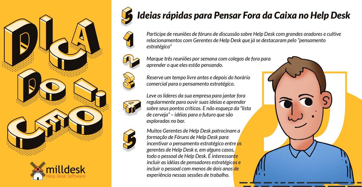 MilldeskBrasil's tweet photo. Dicas do CEO do Milldesk, Luciano da Costa, para pensar fora da caixa no Help desk! 💡#Reimaginehelpdesk #Helpdesksuccess #suporteTI #suportetécnico #vidadesuporte #Helpdesk #Servicedesk https://t.co/WGiY2VAJ5B