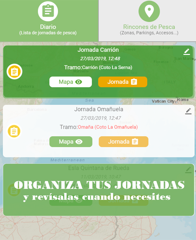 clicandfish's tweet photo. 🐟🎣 ¿Quieres recordar todas tus jornadas de pesca? 🐟🎣

¡Tenemos lo que necesitas! Ahora podrás ver todas tus jornadas y rincones de pesca en "Mi diario".

Guarda lo que necesites, modifícalo o consúltalo con un sólo click, dónde y cuándo quieras.

¡Nos vemos en los ríos! https://t.co/UsM7IzgisR