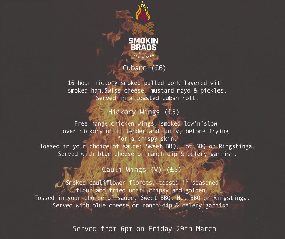 BRB just drooling over Friday's menu from Smokin Brad’s... 🤤
Get it before it's gone from 6PM this Friday (dibs on the chicken wings)!
If you've got a Pershore Patty card you can get £1 off food and 25% off our beers, just sayin

#fridayfeeling #bbq #worcester