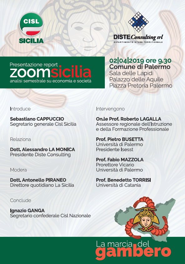 CislSicilia's tweet photo. Nasce #ZoomSicilia, report #Cisl-#Diste di analisi e outlook. A fuoco le variabili macroeconomiche. E le tendenze dell’economia e della società. Martedì 2 nell’aula consiliare del Comune di Palermo la presentazione del primo numero, La marcia del gambero

https://t.co/IlsZCOx3An https://t.co/l01BKysrJC