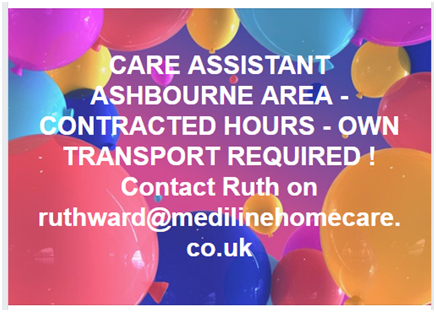 MedilineRuth's tweet photo. CARE ASSISTANT ASHBOURNE AREA - CONTRACTED HOURS - OWN TRANSPORT ESSENTIAL
Mediline Home Care Ltd #ashbournejobs, #ashbourne #carers, #jobsderby https://t.co/UxoyHiC4c4