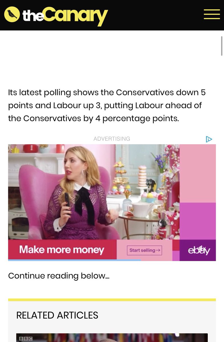 RachelRileyRR's tweet image. Hey @eBay_UK, I’m sure you didn’t know, but your @Kathbum ads are featuring on fake news site The Canary, which says it’s not antisemitic to compare Israel to Nazis, defends antisemites like Jackie Walker and has been accused of running a sexist hate campaign for clicks #SFFN