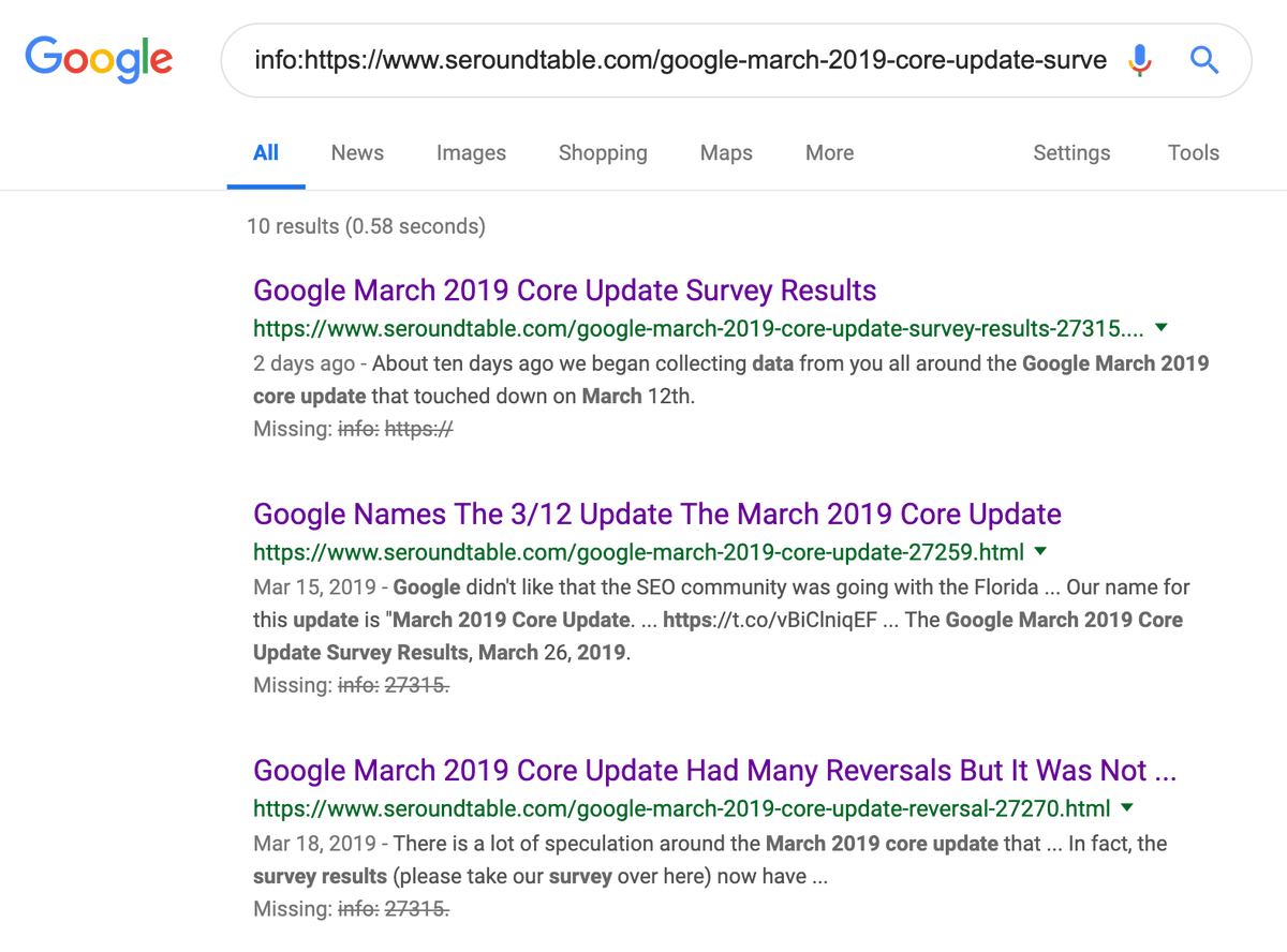 rustybrick's tweet photo. RIP info:command - Google officially dropped it yesterday https://t.co/ZCxbuKX13v https://t.co/7IOkxlPfMH