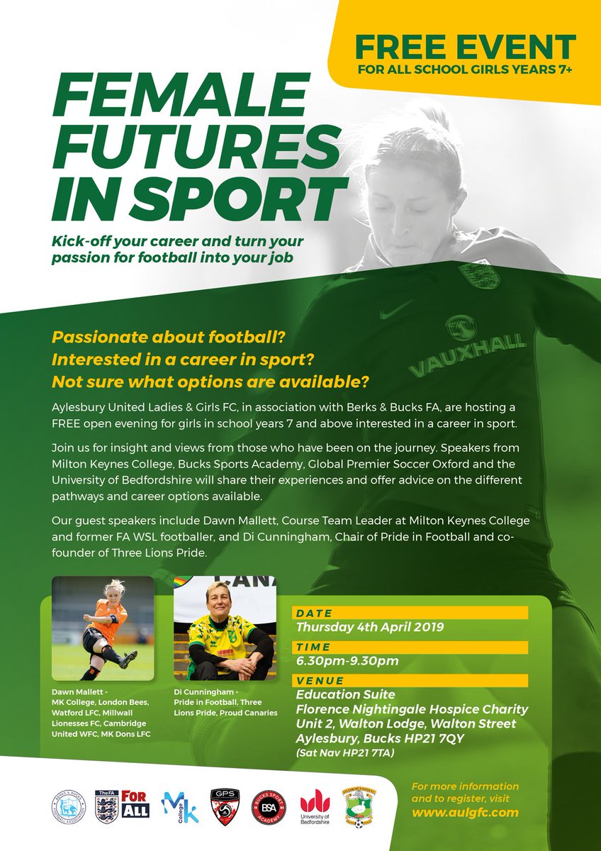 1 week to go! Register for Female Futures in Sport at: goo.gl/forms/3AqPMWDA… @berksbucksfa <a href="/BedsFA/">Bedfordshire FA</a> <a href="/MKCollege/">MK College Group</a> @GPSOxford @buckssportacad <a href="/uniofbeds/">uniofbeds</a> <a href="/MallettD/">Dawn McDonnell</a> <a href="/di_ceee/">Di Cunningham</a> @Ekh93 <a href="/bucks_herald/">Bucks Herald</a> <a href="/officialmix96/">Mix96</a> <a href="/bbc3cr/">BBC Beds, Herts & Bucks</a> <a href="/_aylesbury/">#Aylesbury</a> <a href="/bucksfreepress/">Bucks Free Press</a> <a href="/ValeLifeMag/">Vale Life Magazine</a> <a href="/wendover_news/">Wendover News</a> <a href="/Get_Bucks/">GetTheBucks</a>
