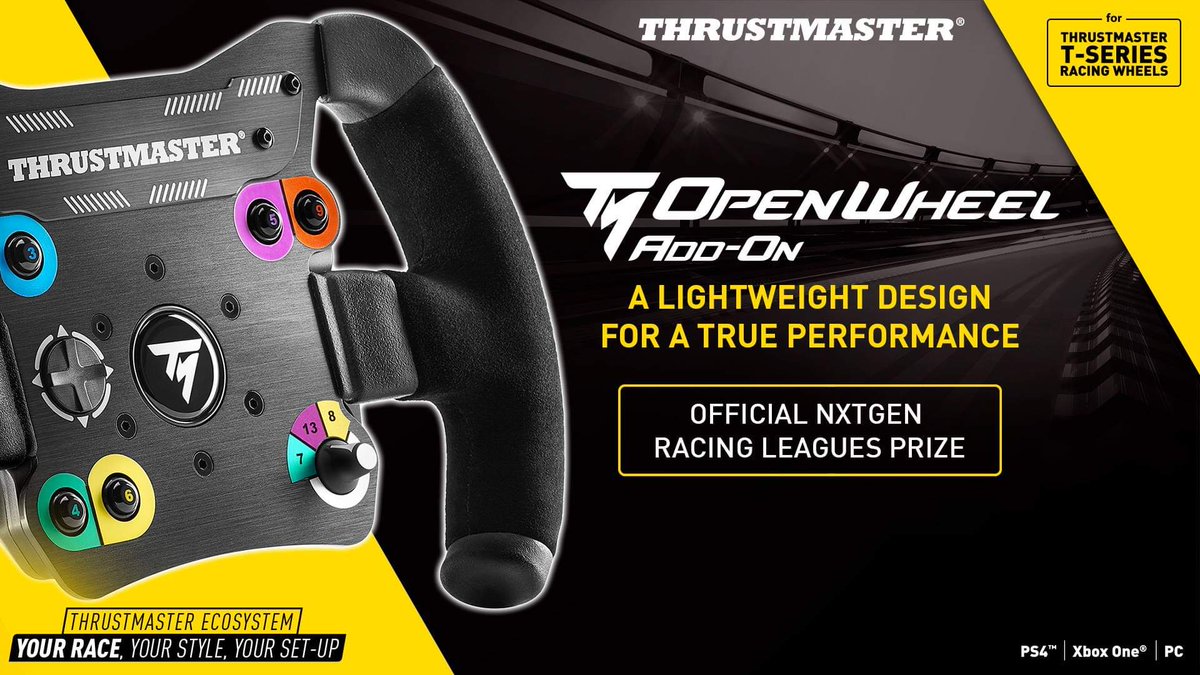nxtgen0fficial's tweet photo. ****COMPETITION****
For a chance to win this wheel, tweet @Thrustmaster and tag @NXTGENleague why you would like it, using the #thrustmaster #thrustmastergaming and #TMOpenWheel 1 entry per person (get 10 extra entries for racing in our leagues) T&amp;C's apply https://t.co/r8pSWUO6FJ