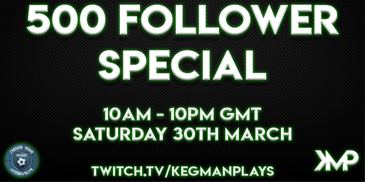 Just a gushy tweet i guess.

I'd like to say thank you to everyone for their continued support over at #twitch. The last 4 months has been my favourite period of content creating. 

Quick Reminder for Saturday too!

#fmbaselive