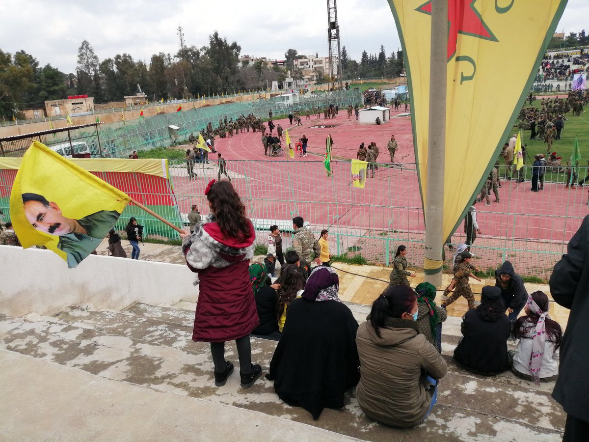 HishamArafatt's tweet photo. Kurdish forces #YPG #YPJ parade in #Qamishlo city, #ROJAVA on the occasion of victory over #IslamicState #ISIS #sdfdefeatedisis #Twitterkurds #Syria https://t.co/99UpifyjPe