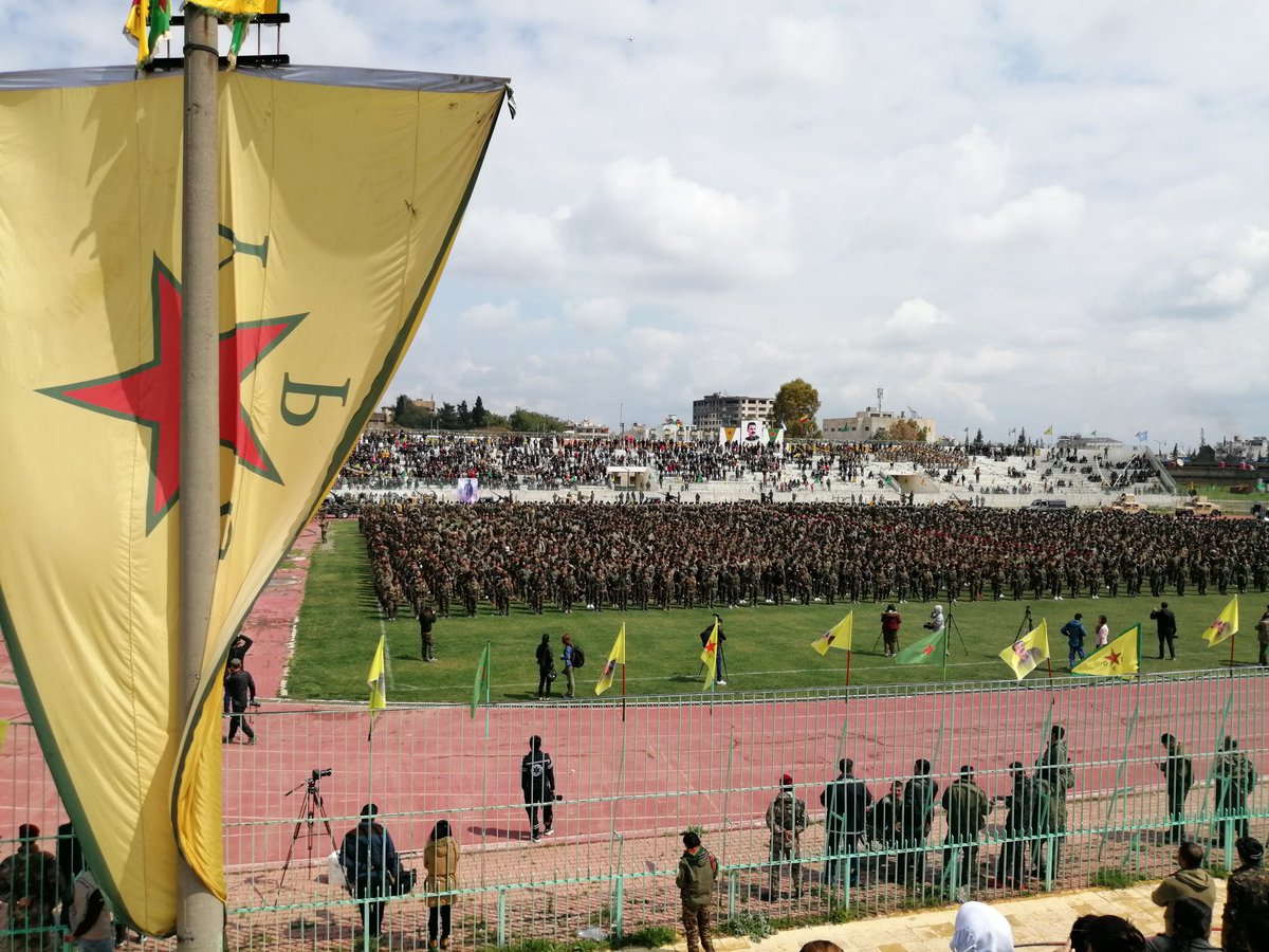 HishamArafatt's tweet photo. Kurdish forces #YPG #YPJ parade in #Qamishlo city, #ROJAVA on the occasion of victory over #IslamicState #ISIS #sdfdefeatedisis #Twitterkurds #Syria https://t.co/99UpifyjPe
