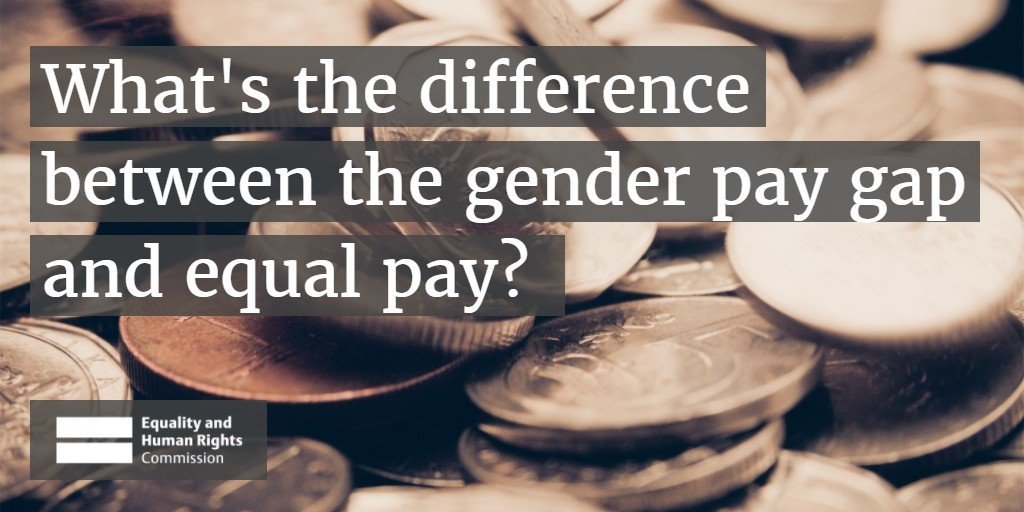 EHRC's tweet photo. Curious about what the difference is between the gender pay gap and equal pay? 

Our guide explains all ➡️  https://t.co/IeAKdzBj2V https://t.co/0kwYl6qAzU