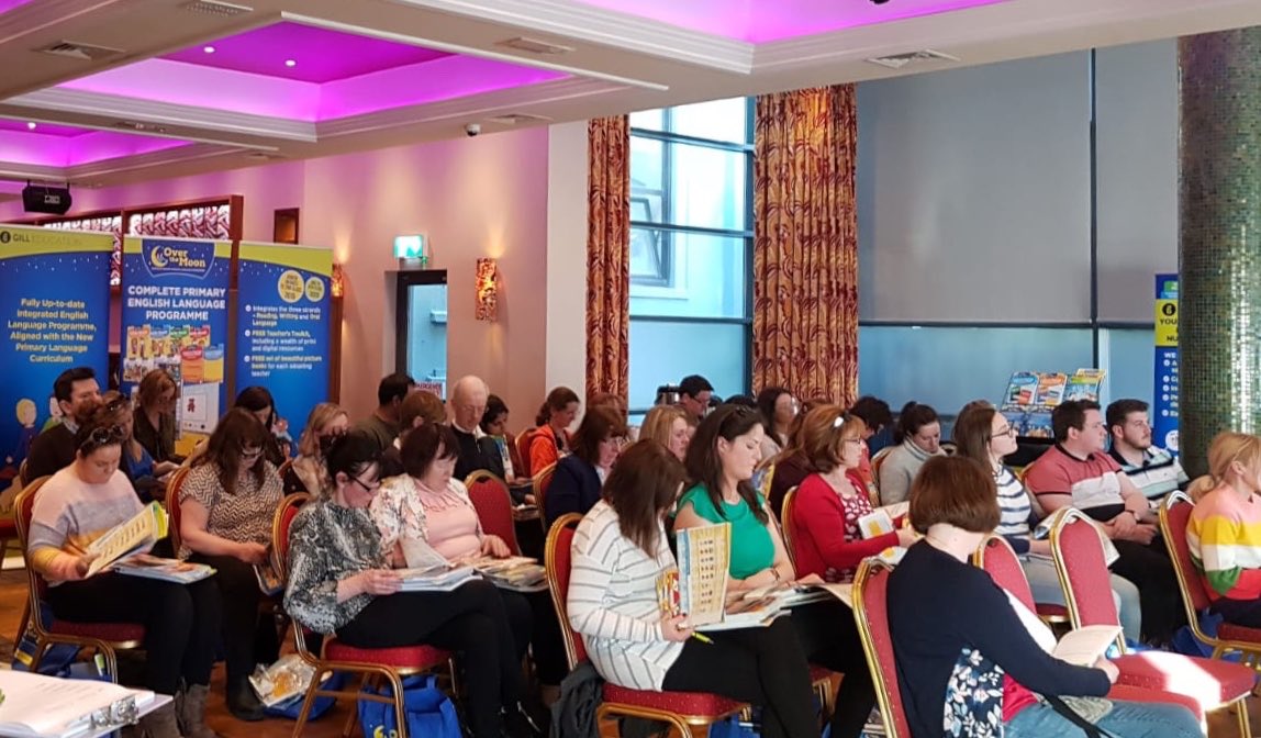 GillEducation's tweet photo. A fabulous evening to be here celebrating the launch of #OvertheMoonforPLC in Galway with some great #PrimaryTeachers. More support events around the country in the next few weeks. https://t.co/7B0Ld5JDC4 @carol_fallon @LorraineLawran2 @muinteoirmaire https://t.co/pmKyOixAXo