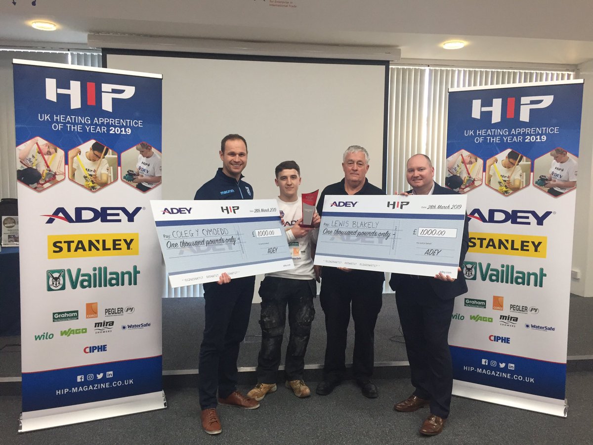 HIPMagazine's tweet photo. And the HIP UK Heating Apprentice of the Year 2019 is... Lewis Blakely from @ColegyCymoedd! Massive congratulations Lewis! #HIPAOY19 https://t.co/CsfSrbxUUC