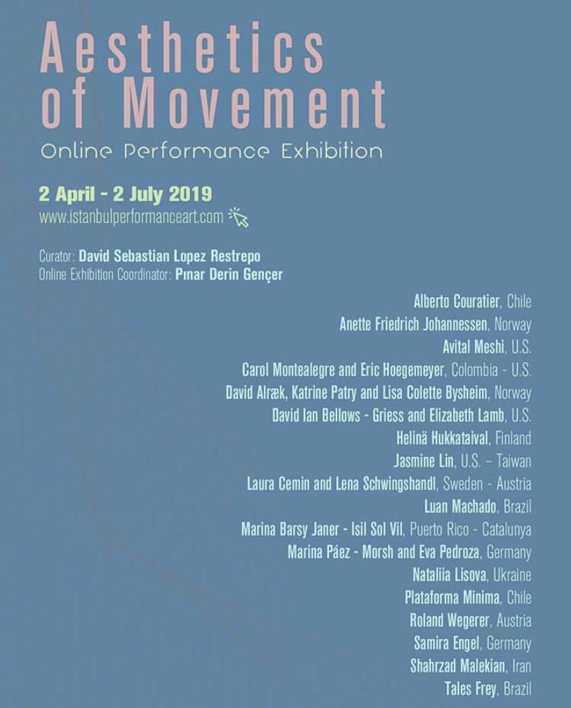 shetalkinstereo's tweet image. Con #ErrordeActivación de @P_Minima somos parte de esta selección internacional de #videoperformance ‘Aesthetics of Movement’, muestra curada por David Lopez Restrepo para Istanbul Performance Art 💅🏼 ❤️ #contemporaryart #contemporarydance #performance #aesthetics #bodies
