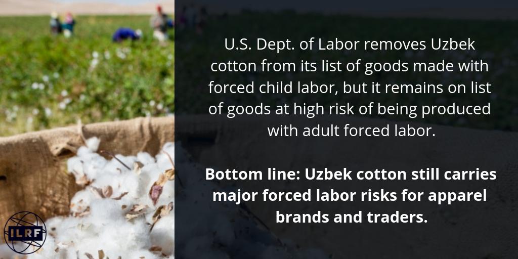 global_labor's tweet photo. To be clear, cotton from #Uzbekistan still carries a HIGH risk of being produced with #forcedlabor @cottoncampaign @freedomunitedHQ @hrw @UGFHumanRights https://t.co/QPse0X6FYA